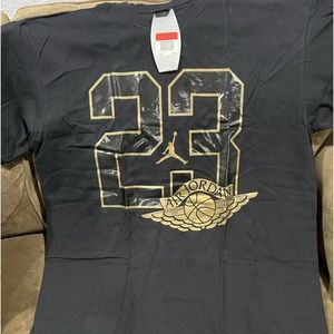 NIKE AIR JORDAN WINGS T-SHIRT BLACK/GOLD SIZE LARGE MENS